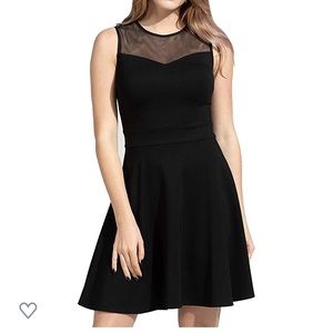 Small Black Sleeveless Cocktail Dress, Mesh Top